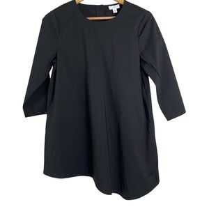 J. Jill Womens Tunic Top Size XS 3/4 Sleeve Solid Black Asymmetrical Hem